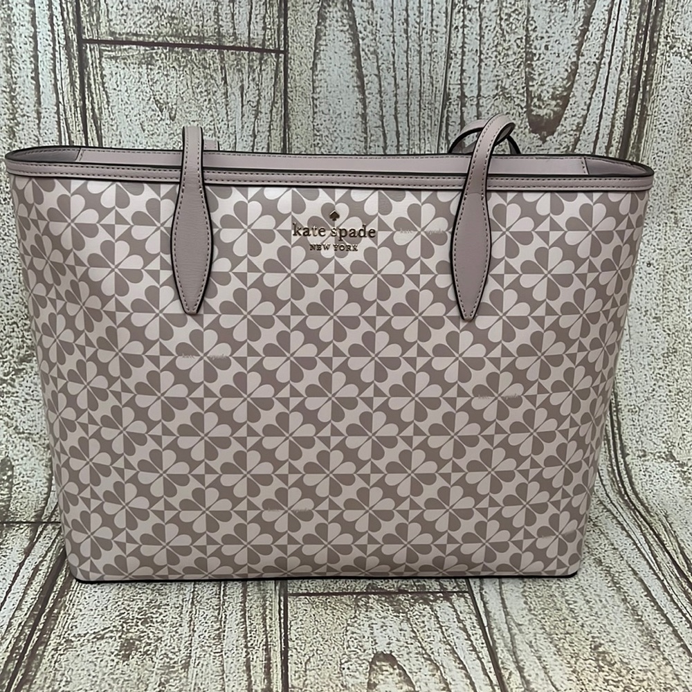NWT Kate spade large tote hollie spade clover geo pink multi